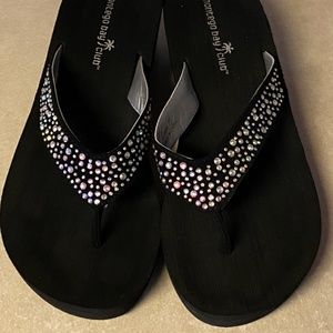 Rhinestone flip flops, sz 7  1/2